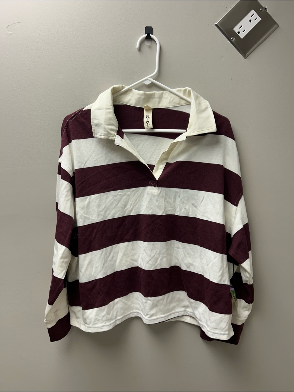 Harper + Zoe Women’s Burgundy & White Striped Rugby Shirt